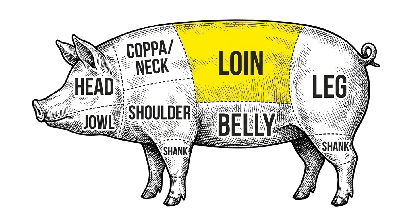 Pork cut chart with the Loin highlighted