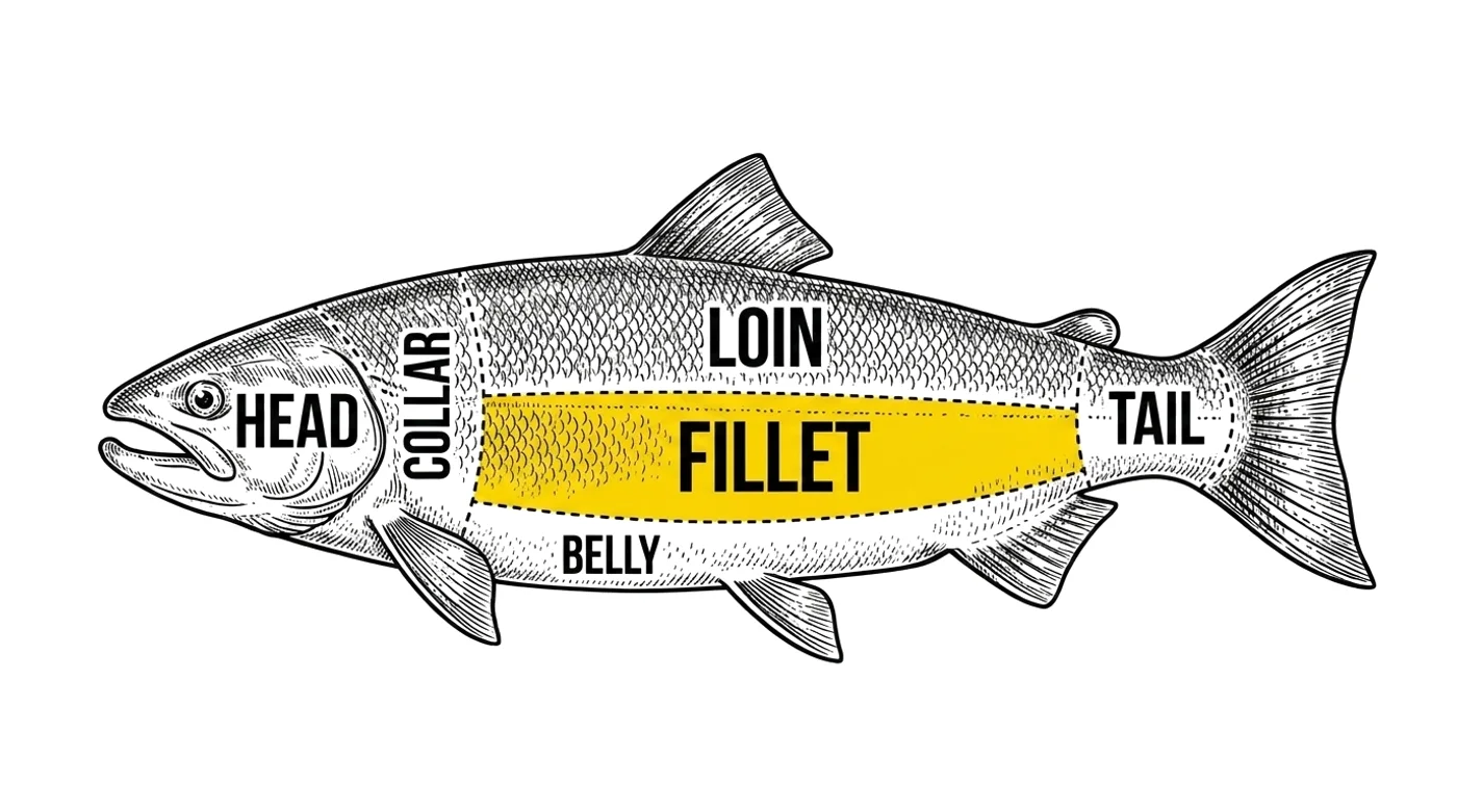 Salmon cut chart with the Fillet highlighted