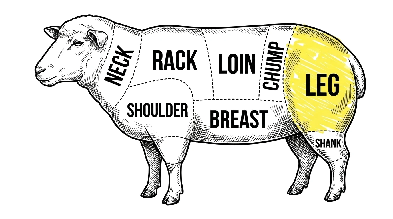 Mutton cut chart with the Leg highlighted