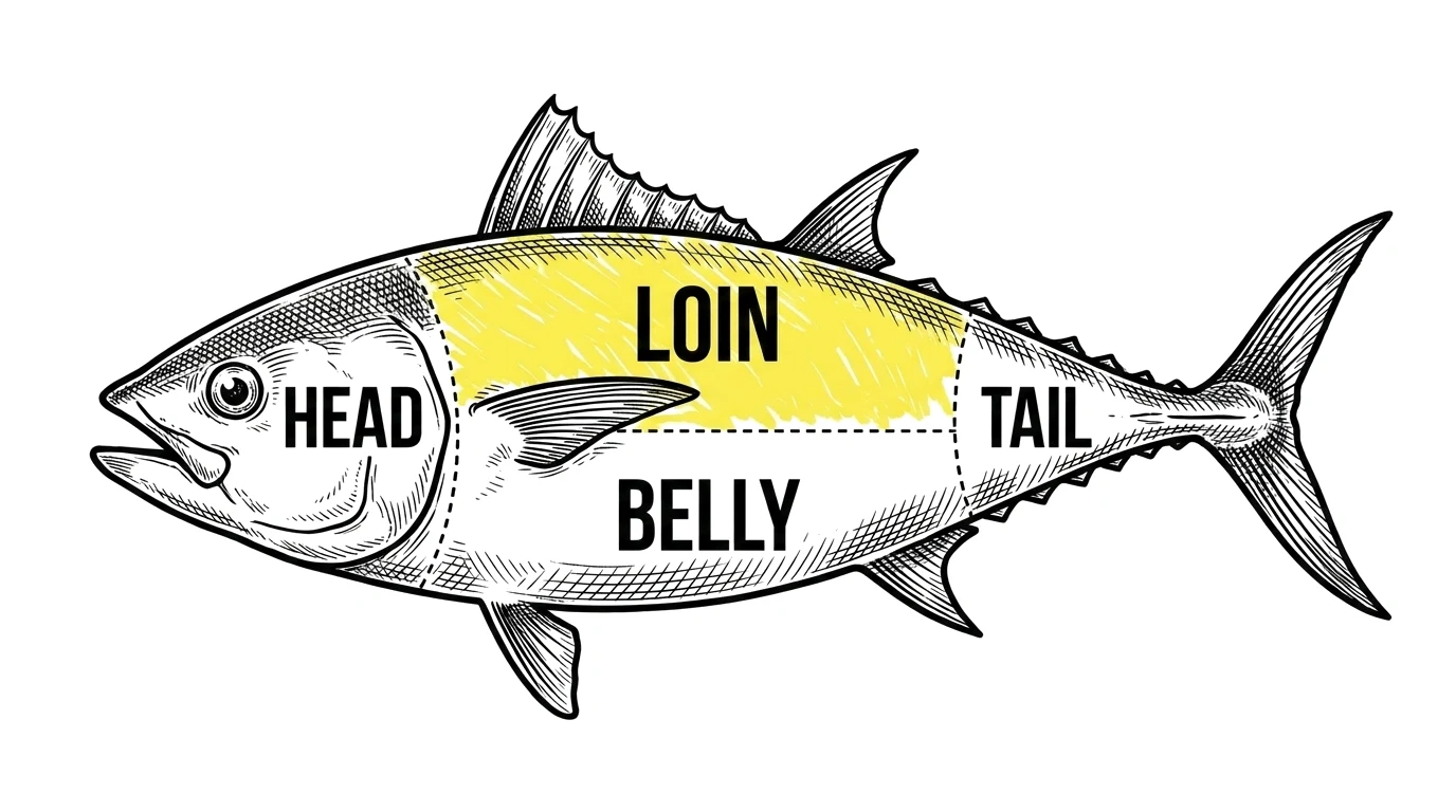 Tuna cut chart with the Loin highlighted